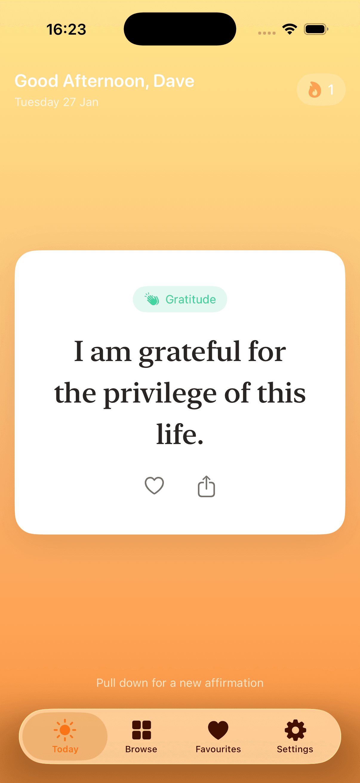 Gratitude daily affirmation